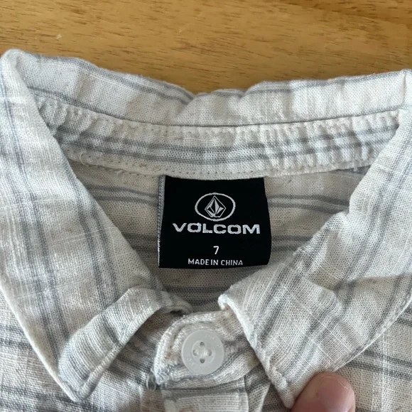 Volcom Light Gray Striped Button Down Shirt - Picture 4 of 5